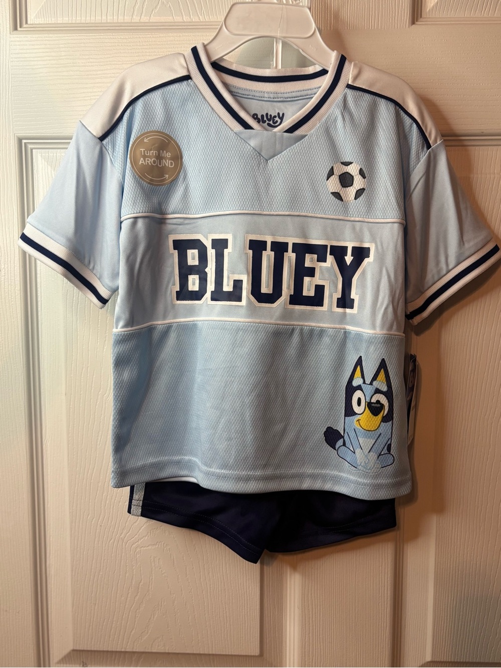 Bluey Light Blue Kids' Jersey Tee with Navy Accents
